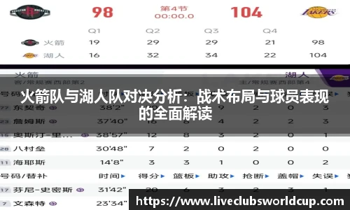 火箭队与湖人队对决分析：战术布局与球员表现的全面解读